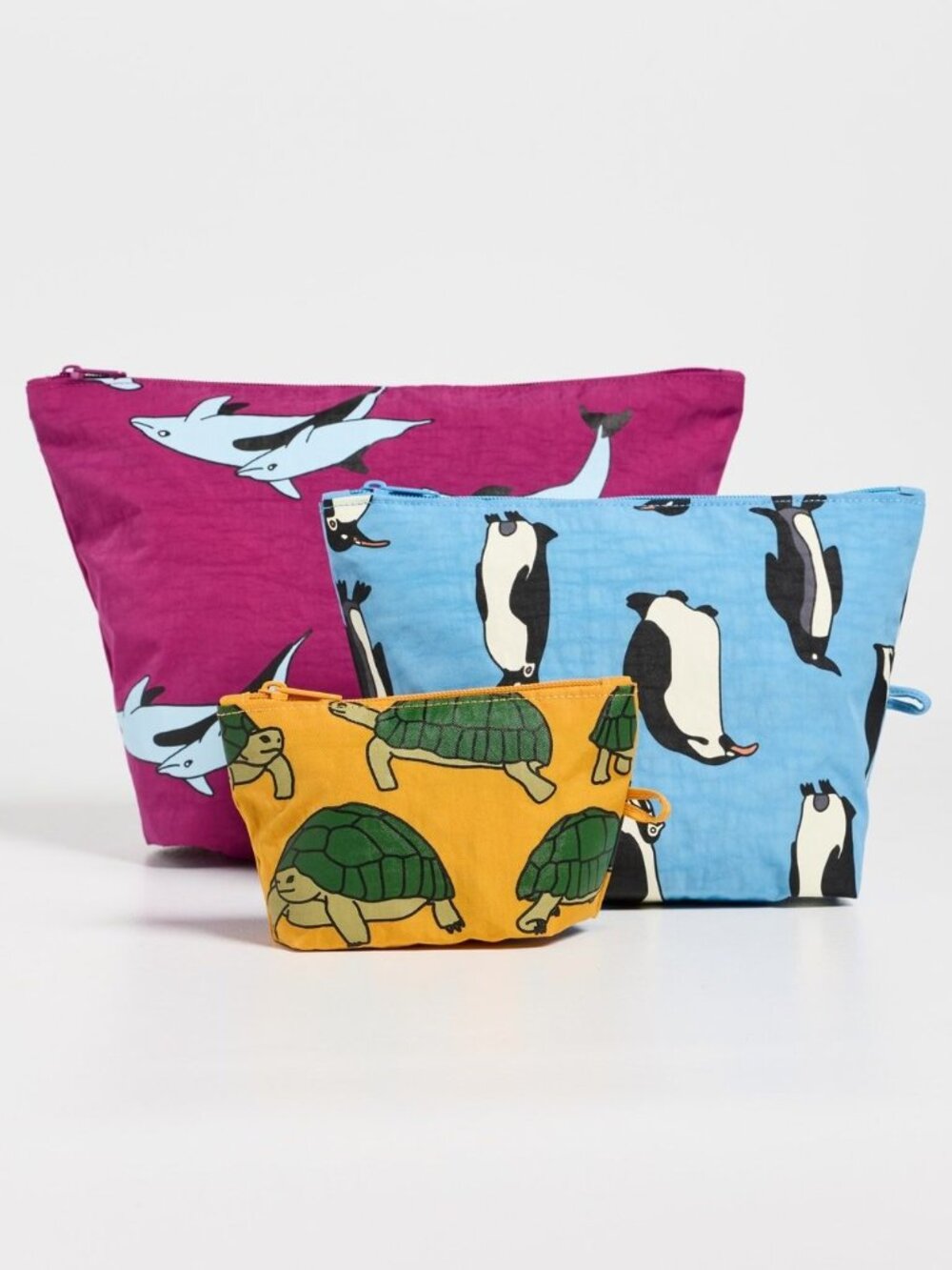 NWT Baggu Go Pouch Set - Vacation Animals (Turtle, Penguin, Dolphin)